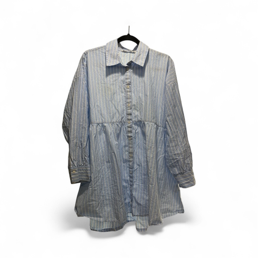 Zara Blue Striped Long Sleeve Dress